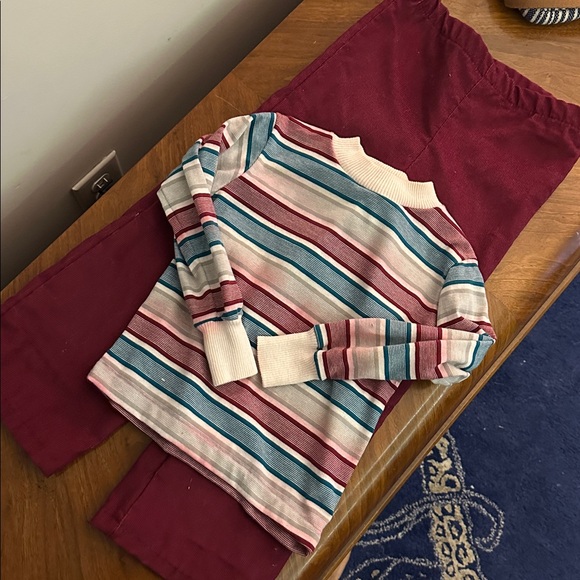 Healthtex Cream and Blue Striped Shirt with Red Pants VINTAGE - Picture 1 of 6